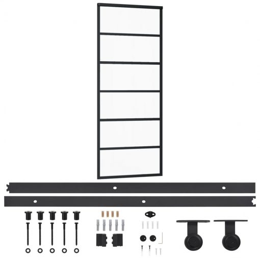 Drsna vrata z opremo ESG steklo in aluminij 76x205 cm