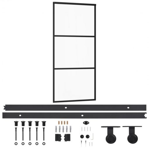 Drsna vrata z opremo ESG steklo in aluminij 90x205 cm