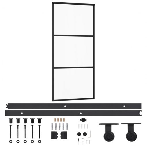 Drsna vrata z opremo ESG steklo in aluminij 90x205 cm