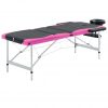 3-conska zložljiva masažna miza aluminij črne in roza barve