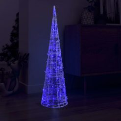Akrilna okrasna LED piramida modra 120 cm