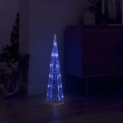 Akrilna okrasna LED piramida modra 60 cm