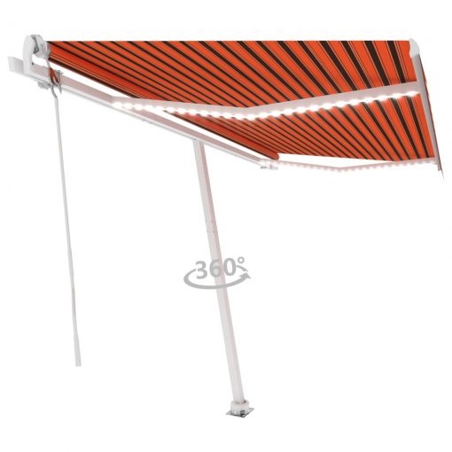 Avtomatska tenda LED + senzor 450x300 cm oranžna/rjava