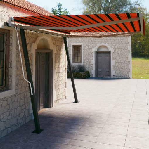 Avtomatsko zložljiva tenda s stebrički 4x3 m oranžna in rjava