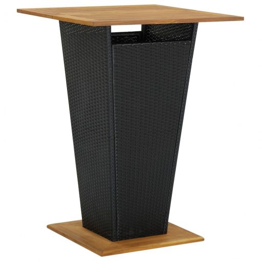Barska miza črna 80x80x110 cm poli ratan in trden akacijev les