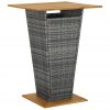 Barska miza siva 80x80x110 cm poli ratan in trden akacijev les