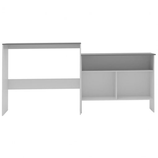 Barska miza z 2 površinama bela in siva 130x40x120 cm