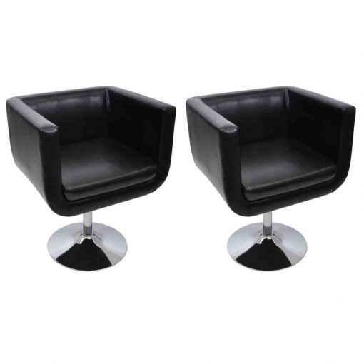 Barski stol 2 kosa umetno usnje črne barve