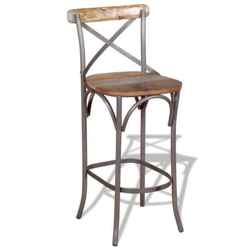 Barski stolček iz trdnega predelanega lesa