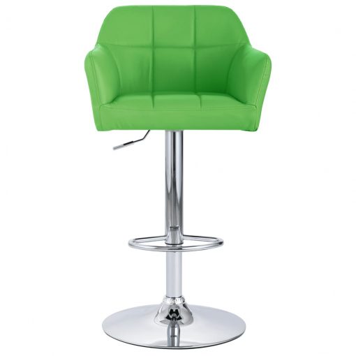 Barski stolček z naslonjali za roke zeleno umetno usnje