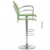Barski stolček z naslonjalom za roke zeleno umetno usnje
