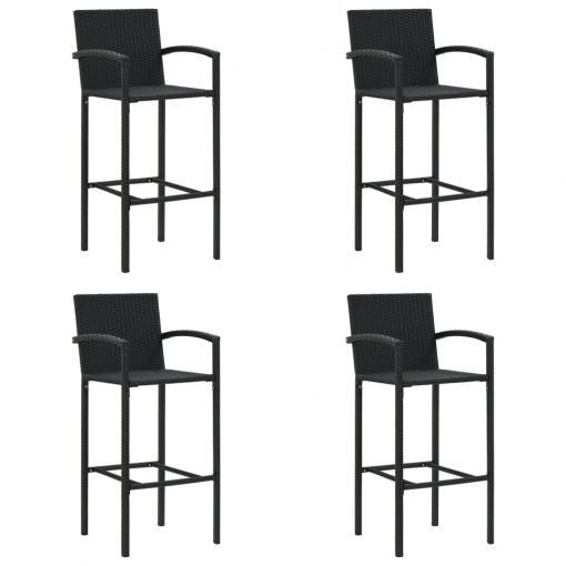 Barski stolčki 4 kosi črn poli ratan