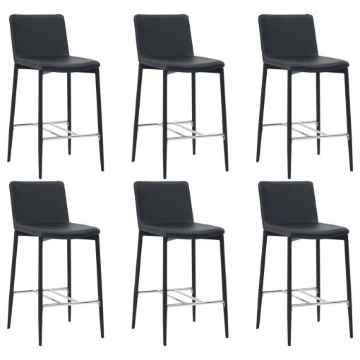 Barski stolčki 6 kosov črno umetno usnje