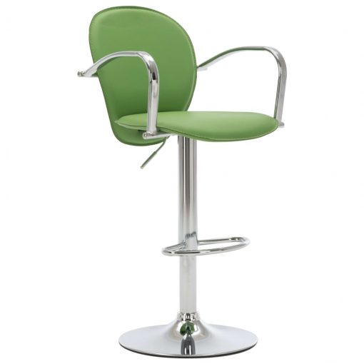 Barski stolčki z naslonjali za roke 2 kosa zeleno umetno usnje