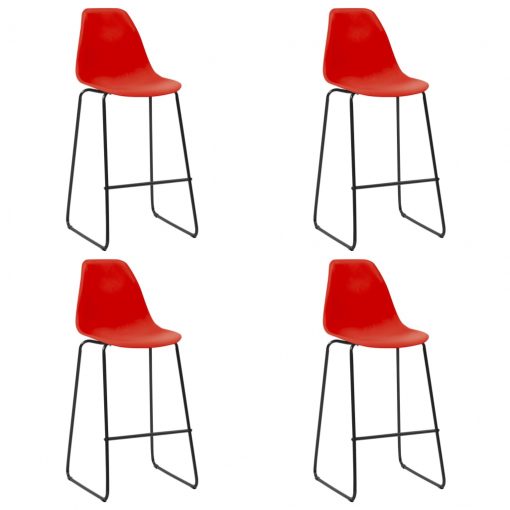 Barski stoli 4 kosi rdeča plastika