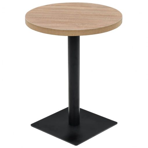 Bistro miza mediapan in jeklo okrogla 60x75 cm barva hrasta