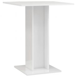 Bistro mizica visok sijaj bela 60x60x75 cm iverna plošča