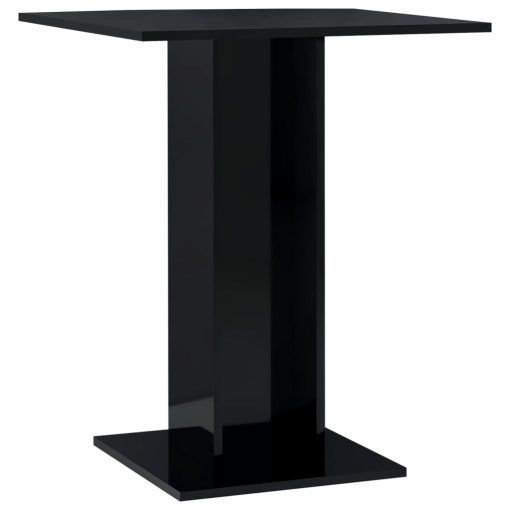 Bistro mizica visok sijaj črna 60x60x75 cm iverna plošča