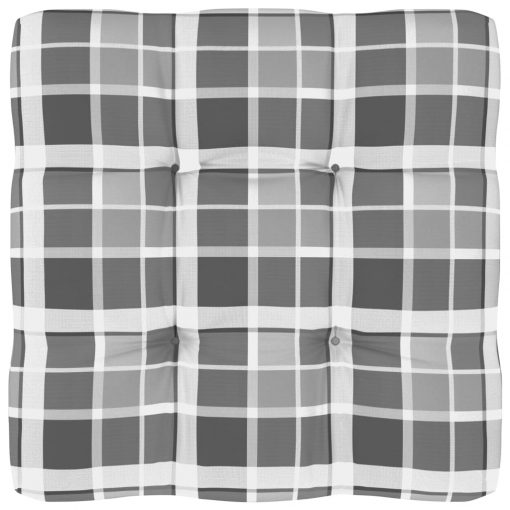 Blazina za kavč iz palet siv karo vzorec 58x58x10 cm