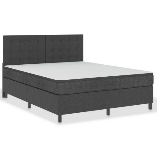 Boxspring postelja temno sivo blago 160x200 cm