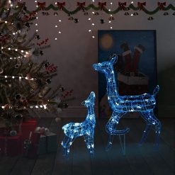 Božična dekoracija družina jelenov 160 modrih LED lučk