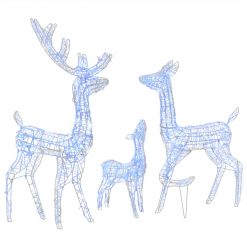 Božična dekoracija družina jelenov 300 modrih LED lučk