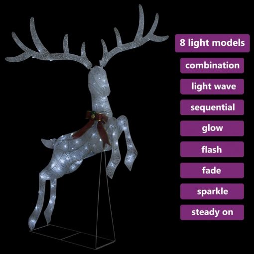 Božična dekoracija leteči jelen 120 LED lučk srebrn hladno bel