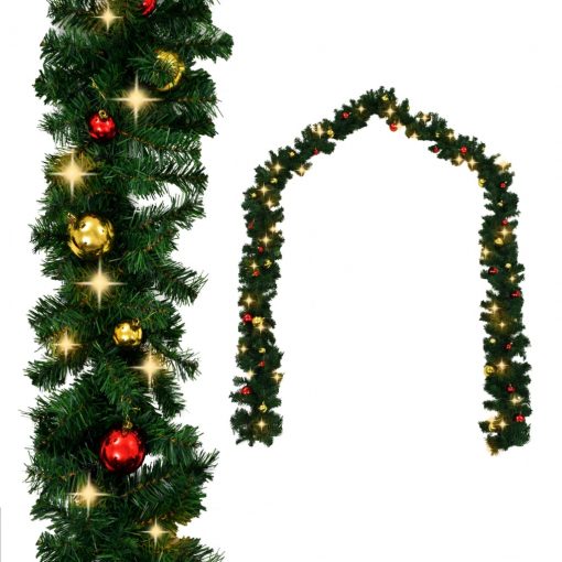 Božična girlanda okrašena z bučkami in LED lučkami 10 m