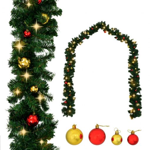 Božična girlanda okrašena z bučkami in LED lučkami 10 m