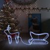 Božični jelen in sani zunanja dekoracija 252 LED lučk