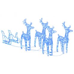 Božični jeleni s sanmi 280x28x55 cm iz akrila