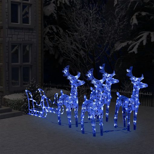 Božični jeleni s sanmi 280x28x55 cm iz akrila
