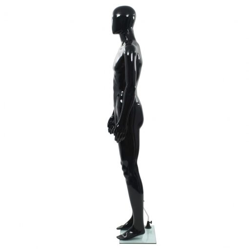 Celotna moška izložbena lutka s stekleno osnovo črna 185 cm