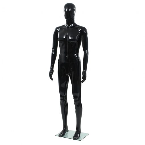 Celotna moška izložbena lutka s stekleno osnovo črna 185 cm