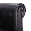 Chesterfield kavč L oblike umetno usnje črne barve