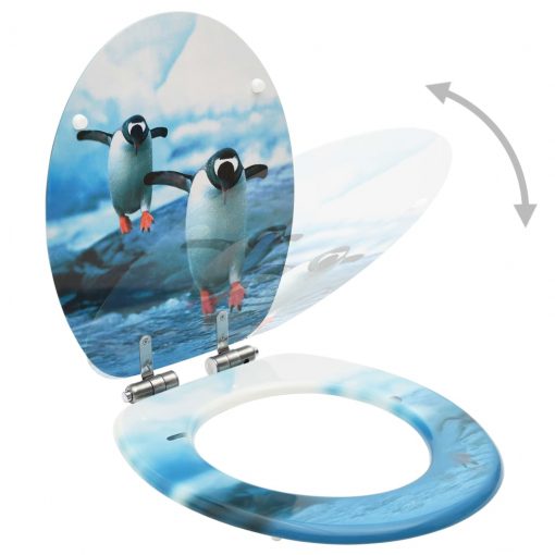 Deska za WC školjko počasno zapiranje MDF dizajn pingvinov