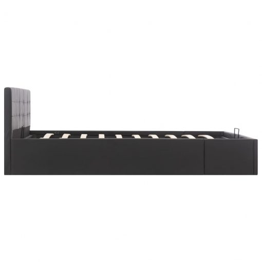 Dvižni posteljni okvir črno umetno usnje 160x200 cm