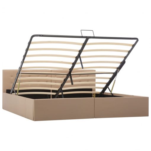 Dvižni posteljni okvir kapučino umetno usnje 180x200 cm