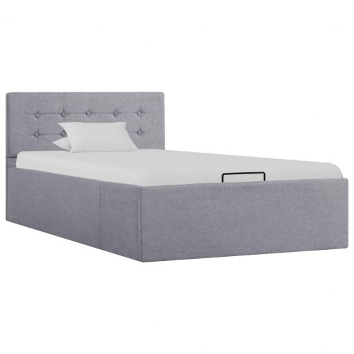 Dvižni posteljni okvir svetlo sivo blago 100x200 cm