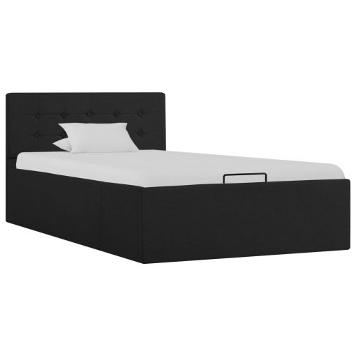 Dvižni posteljni okvir temno sivo blago 90x200 cm