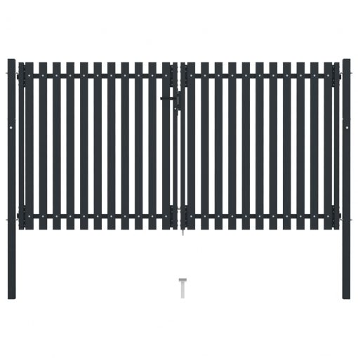 Dvojna vrata za ograjo iz jekla 306x220 cm antracitna
