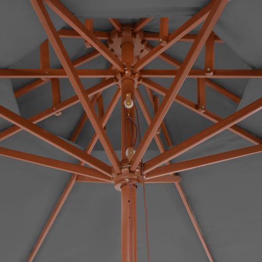 Dvojni senčnik z lesenim drogom 270 cm antracitne barve