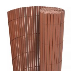 Dvostranska vrtna ograja PVC 90x500 cm rjava