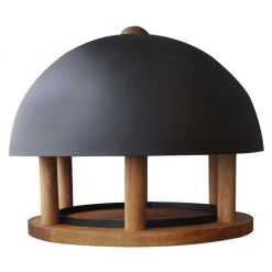 Esschert Design Ptičja mizica okrogla s streho iz jekla