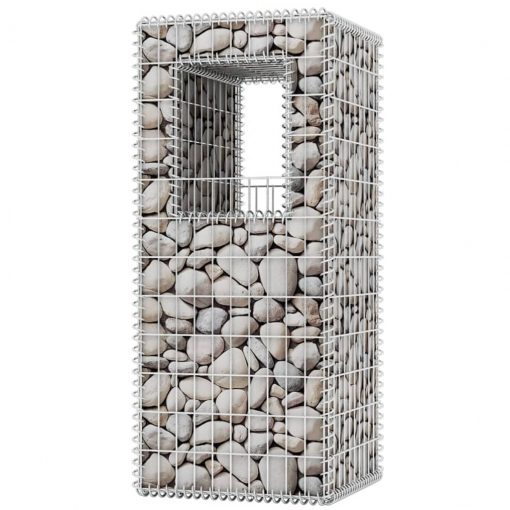 Gabion stebriček / korito za rastline 2 kosa jeklo 50x50x120 cm