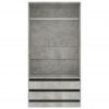 Garderobna omara betonsko siva 100x50x200 cm iverna plošča