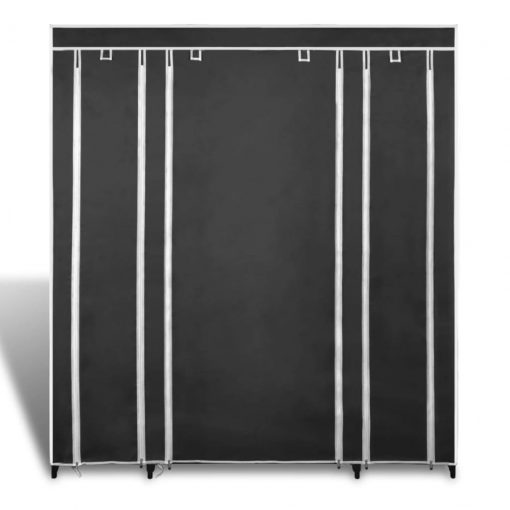 Garderobna omara iz blaga s predelki 45x150x176 cm črna