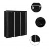 Garderobna omara s predelki in palicami črna 150x45x175cm blago