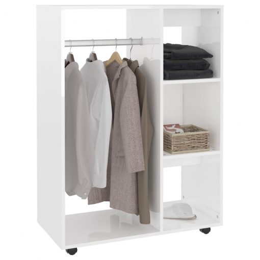 Garderobna omara visok sijaj bela 80x40x110 cm iverna plošča