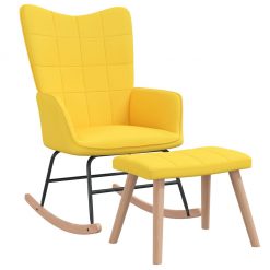 Gugalni stol s stolčkom gorčično rumeno blago